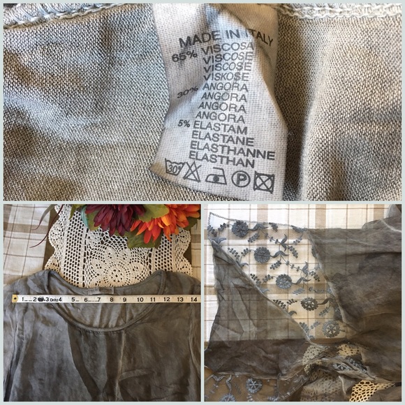 Italian Silk & Angora Grey Asymmetrical Top - Picture 4 of 4